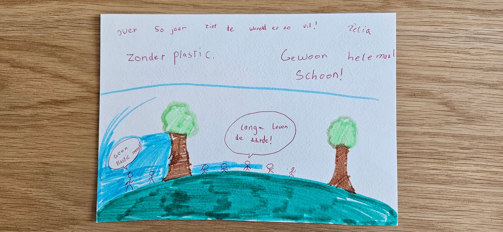 Tekening van een kind over klimaat en natuur